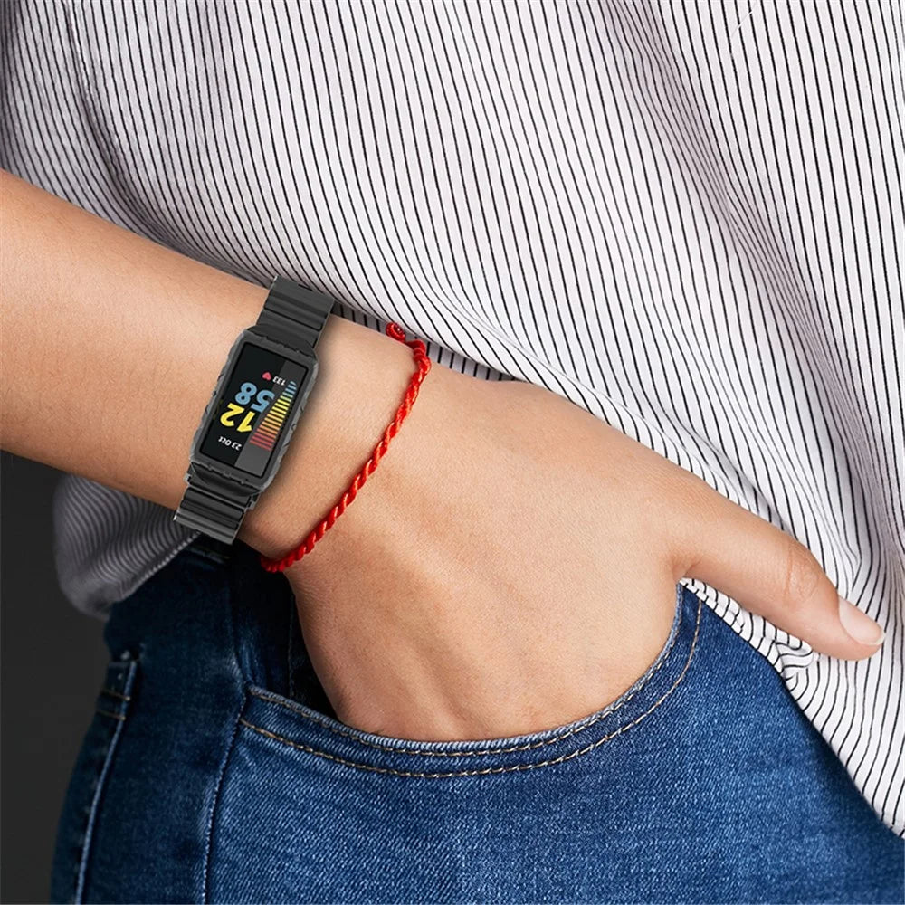Integrated Soft TPU Strap and Watch Case Protective Cover for Fitbit Charge 4 / 4 SE / 3 / 3 SE - Black - 7