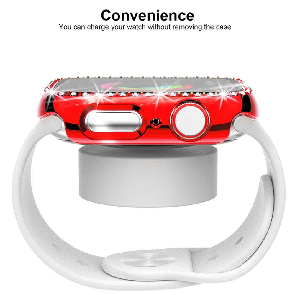 Scratch-resistant Rhinestone Watch Frame Protector for Apple Watch Series SE3 / SE2 / SE1 /  6 / 5 / 4 44mm - Red - 4