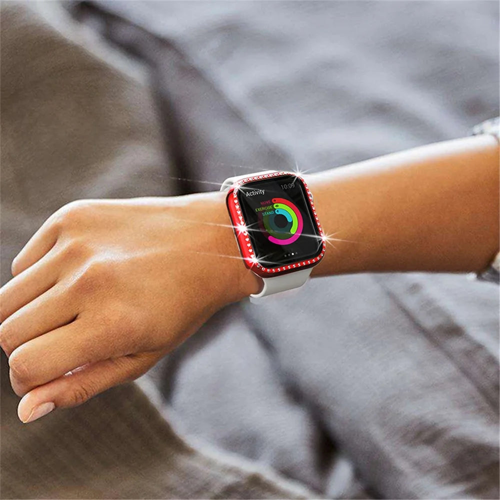 Scratch-resistant Rhinestone Watch Frame Protector for Apple Watch Series SE3 / SE2 / SE1 /  6 / 5 / 4 44mm - Red - 6