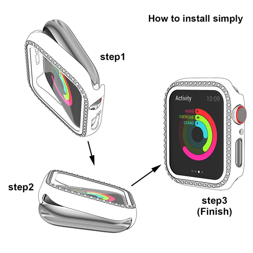 Scratch-resistant Rhinestone Watch Frame Protector for Apple Watch Series SE3 / SE2 / SE1 /  6 / 5 / 4 44mm - Red - 7