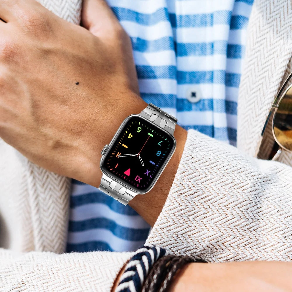 Smart Watch Stainless Steel Strap Metal Watchband for Apple Watch Ultra 3 2 1 49mm / Series 11 10 46mm / 9 8 7 45mm / SE3 SE2 SE 6 5 4 44mm / 3 2 1 42mm - Silver - 7