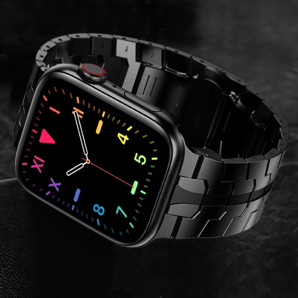 Adjustable Stainless Steel Strap Metal Watchband for Apple Watch Ultra 3 2 1 49mm / Series 11 10 46mm / 9 8 7 45mm / SE3 SE2 SE 6 5 4 44mm / 3 2 1 42mm - Black - 7