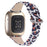 Genuine Cowhide Leather Leopard Texture Smart Watch Strap Adjustable Wristband for Fitbit Versa 3/Fitbit Sense - White/Brown - 1