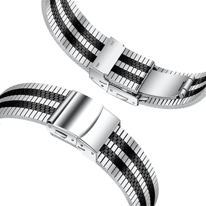 5 Beads Stainless Steel Watch Band Tortoise Back Buckle Wrist Strap for Fitbit Versa 3/Fitbit Sense - Black Splicing - 3