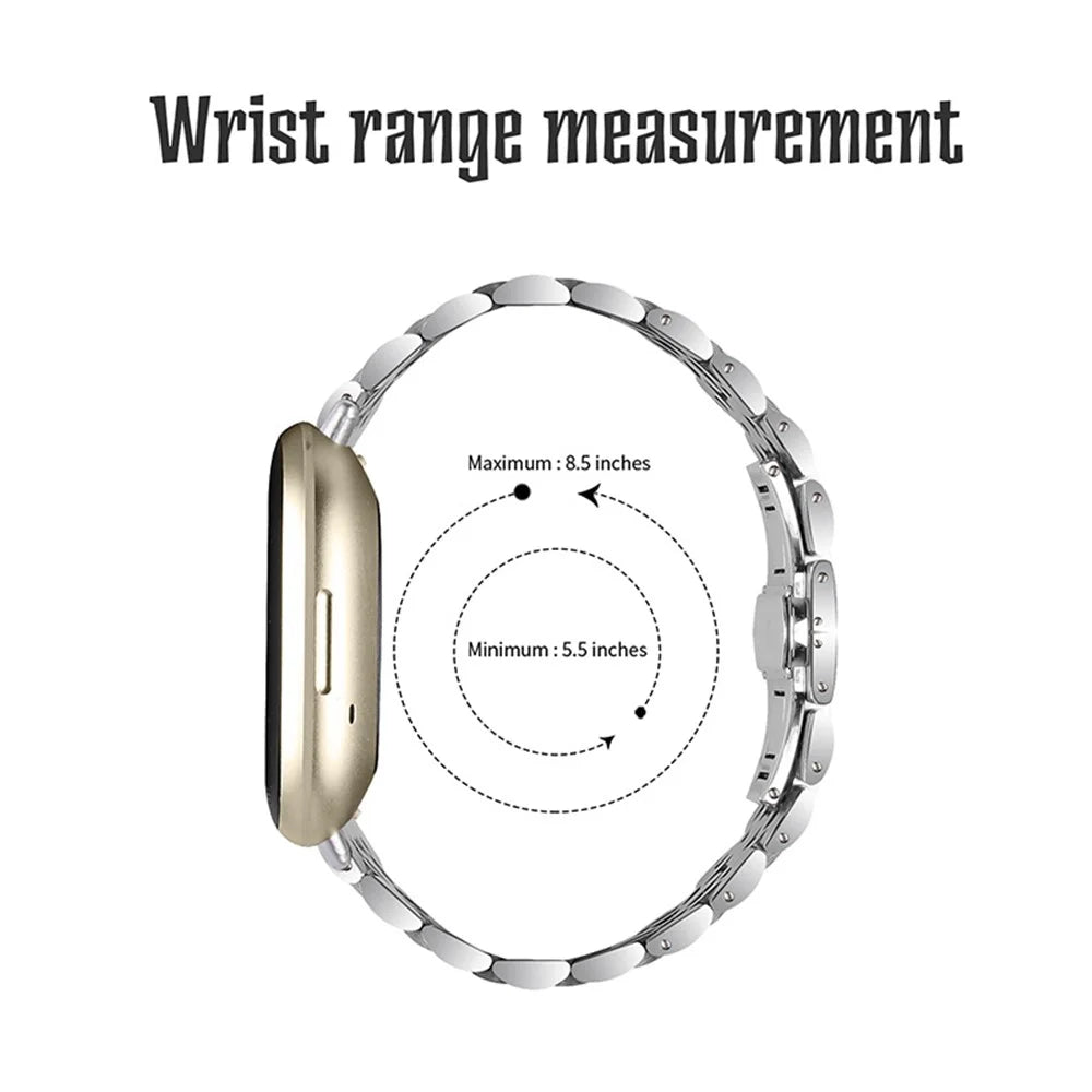 Stainless Steel 7 Beads Design Replacement Watch Band Stylish Wrist Strap for Fitbit Sense/Versa 3 - Silver - 3