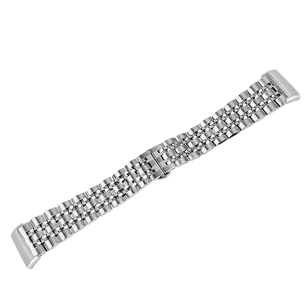 Stainless Steel 7 Beads Design Replacement Watch Band Stylish Wrist Strap for Fitbit Sense/Versa 3 - Silver - 4