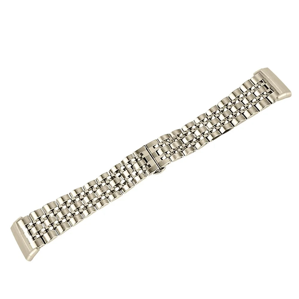 Stainless Steel Fashionable 7 Beads Design Watchband Replacement Wrist Strap for Fitbit Sense/Versa 3 - Champagne Gold - 4