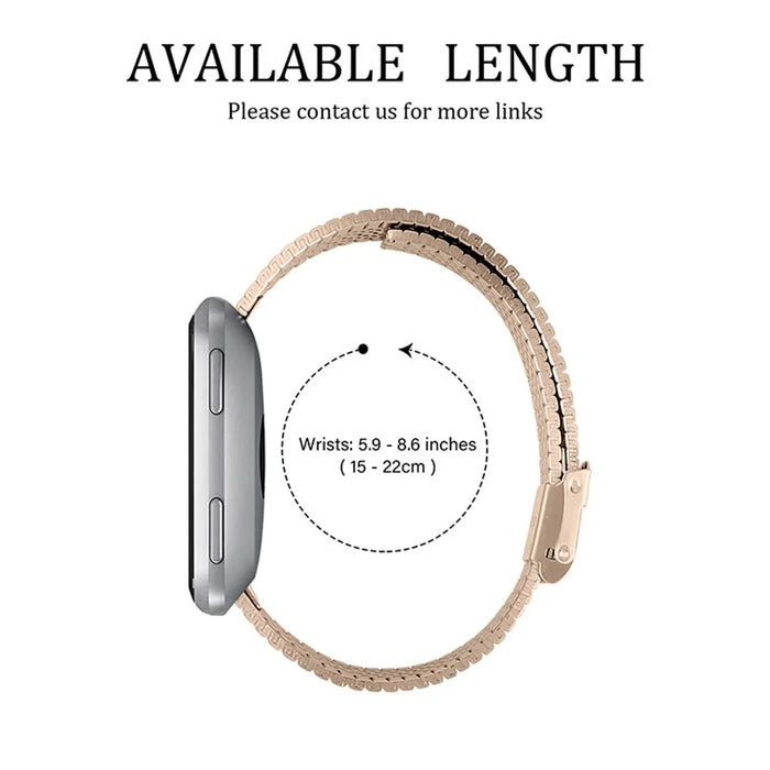 Stylish Stainless Steel Wrist Strap with Double Buckle Side Textured Band Smart Watch Accessory for Fitbit Versa/Versa 2/Versa Lite/Versa SE - Pink Gold - 4