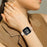 Stylish Stainless Steel Wrist Strap with Double Buckle Side Textured Band Smart Watch Accessory for Fitbit Versa/Versa 2/Versa Lite/Versa SE - Pink Gold - 7