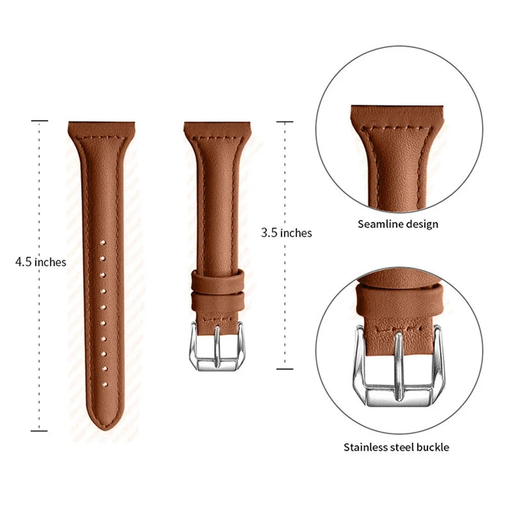 Seamline Design Pointed Tail Top Layer Cowhide Genuine Leather Watch Strap for Samsung Galaxy Watch4 Classic 42mm 46mm/Galaxy Watch Active/Galaxy Watch Active2 40mm 44mm - Brown - 3