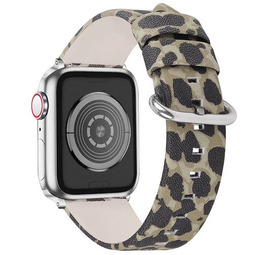 iWatch Leopard Pattern Top Layer Cowhide Genuine Leather Wrist Bracelet Pointed Tail Watchband for Apple Watch Ultra 2 49mm / Series 9 45mm / SE (2023) 44mm / Ultra 49mm / Series 8 45mm / 7 45mm / Watch Series 6 /  SE 44mm / SE (2022) 44mm / 5 / 4 44mm - 1