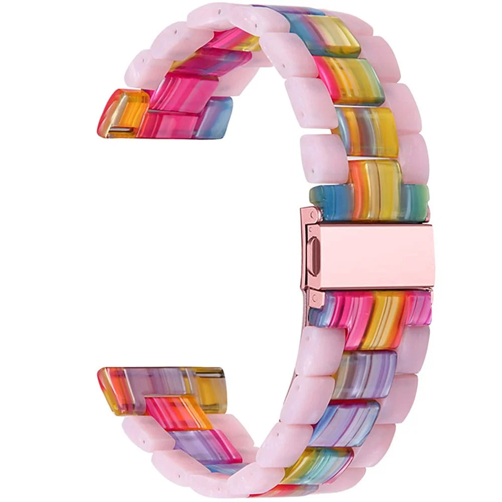 Resin Band Bracelet Stainless Steel Buckle 3 Beads Band Strap for Samsung Galaxy Watch4 Classic 46mm/42mm / Watch Active / Watch Active2 40mm/44mm - Glitter Pink/Colorful - 1