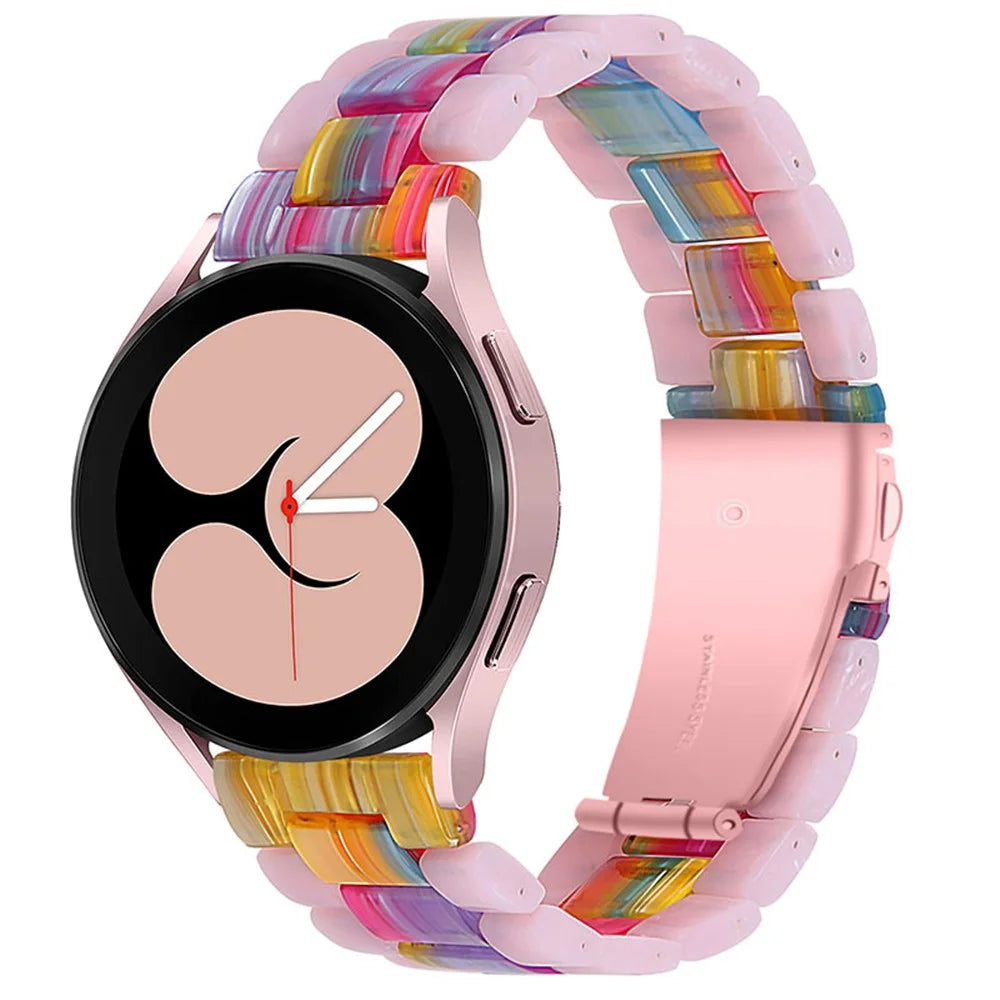 Resin Band Bracelet Stainless Steel Buckle 3 Beads Band Strap for Samsung Galaxy Watch4 Classic 46mm/42mm / Watch Active / Watch Active2 40mm/44mm - Glitter Pink/Colorful - 2