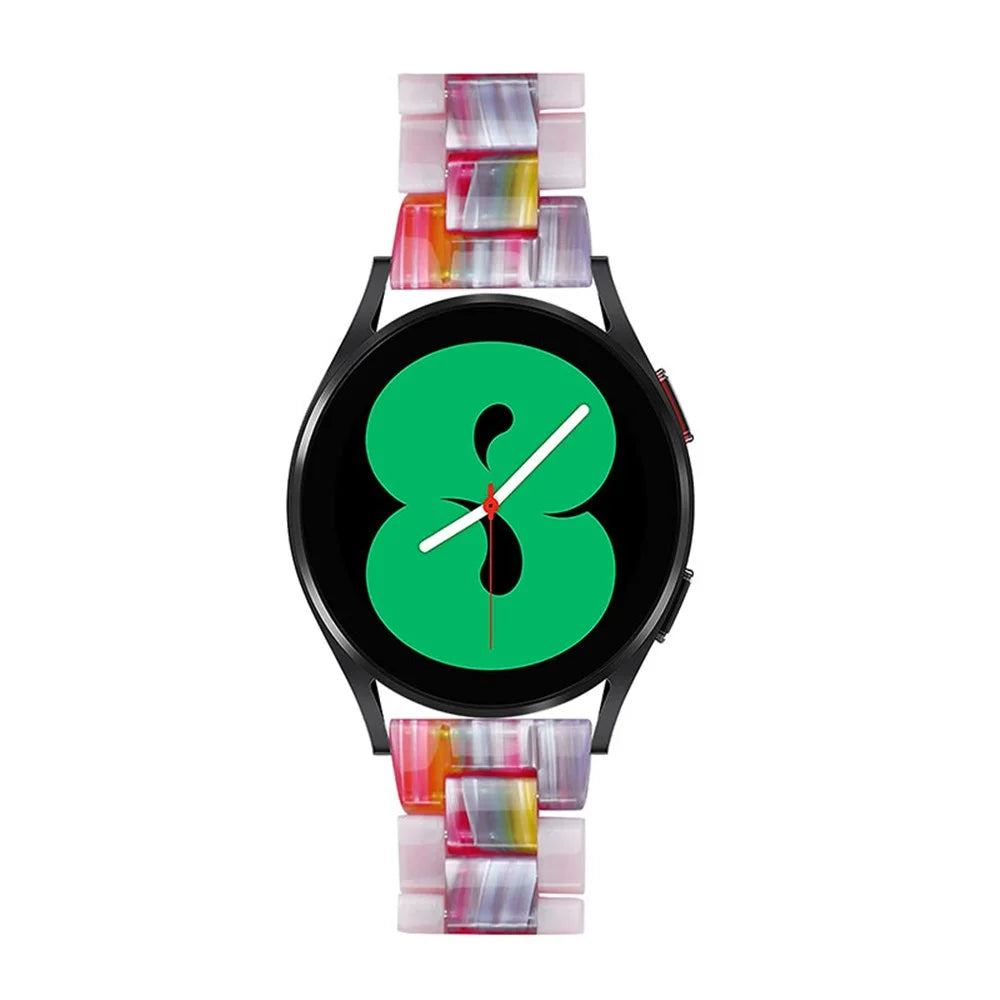 Resin Band Bracelet Stainless Steel Buckle 3 Beads Band Strap for Samsung Galaxy Watch4 Classic 46mm/42mm / Watch Active / Watch Active2 40mm/44mm - Glitter Pink/Colorful - 3