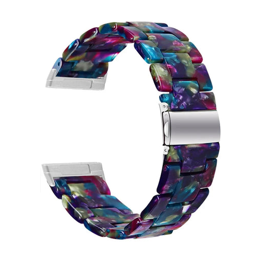 Resin Bracelet Wristband 3 Beads Strap Replacement for Fitbit Versa 3 / Fitbit Sense - Purple/Green Flowers - 1