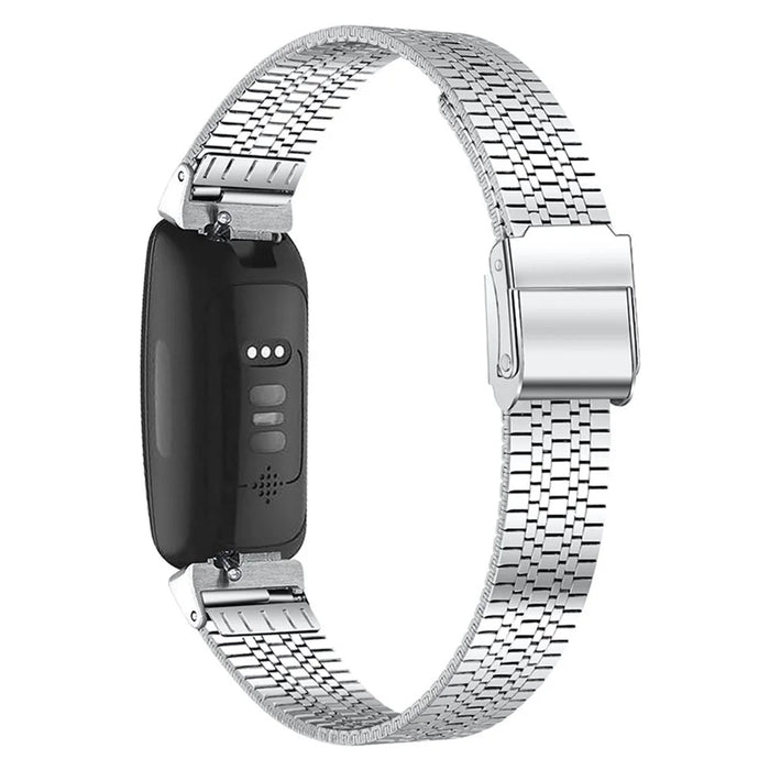 5 Beads Stainless Steel Wrist Strap with Double Buckle Band Smart Watch Accessory for Fitbit Inspire 1/2/Inspire HR - Silver - 1