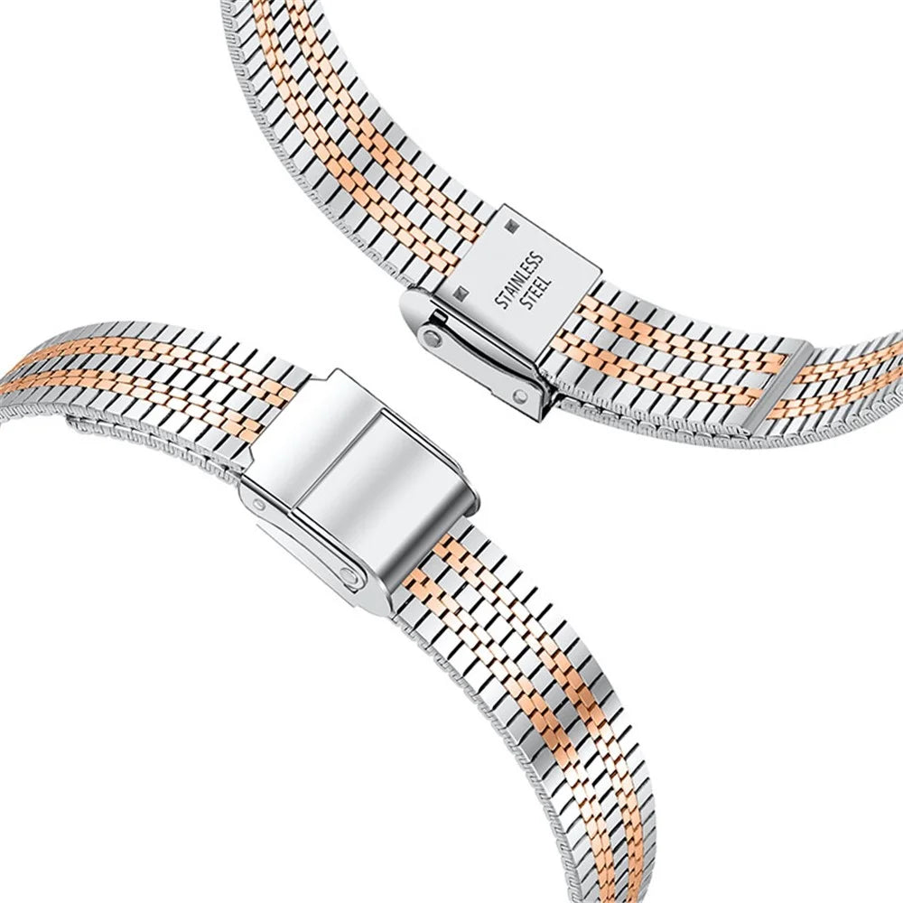5 Beads Stainless Steel Wrist Strap with Double Buckle Smart Watch Band for Fitbit Inspire 1/2/Inspire HR - Rose Gold Splicing - 3