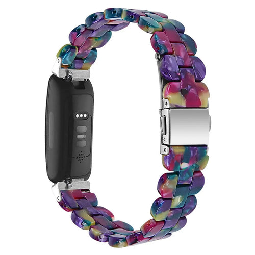 Oval Resin Strap Smart Watch Replacement Sports Bracelet for Fitbit Inspire 1/2/Inspire HR - Purple/Green - 1