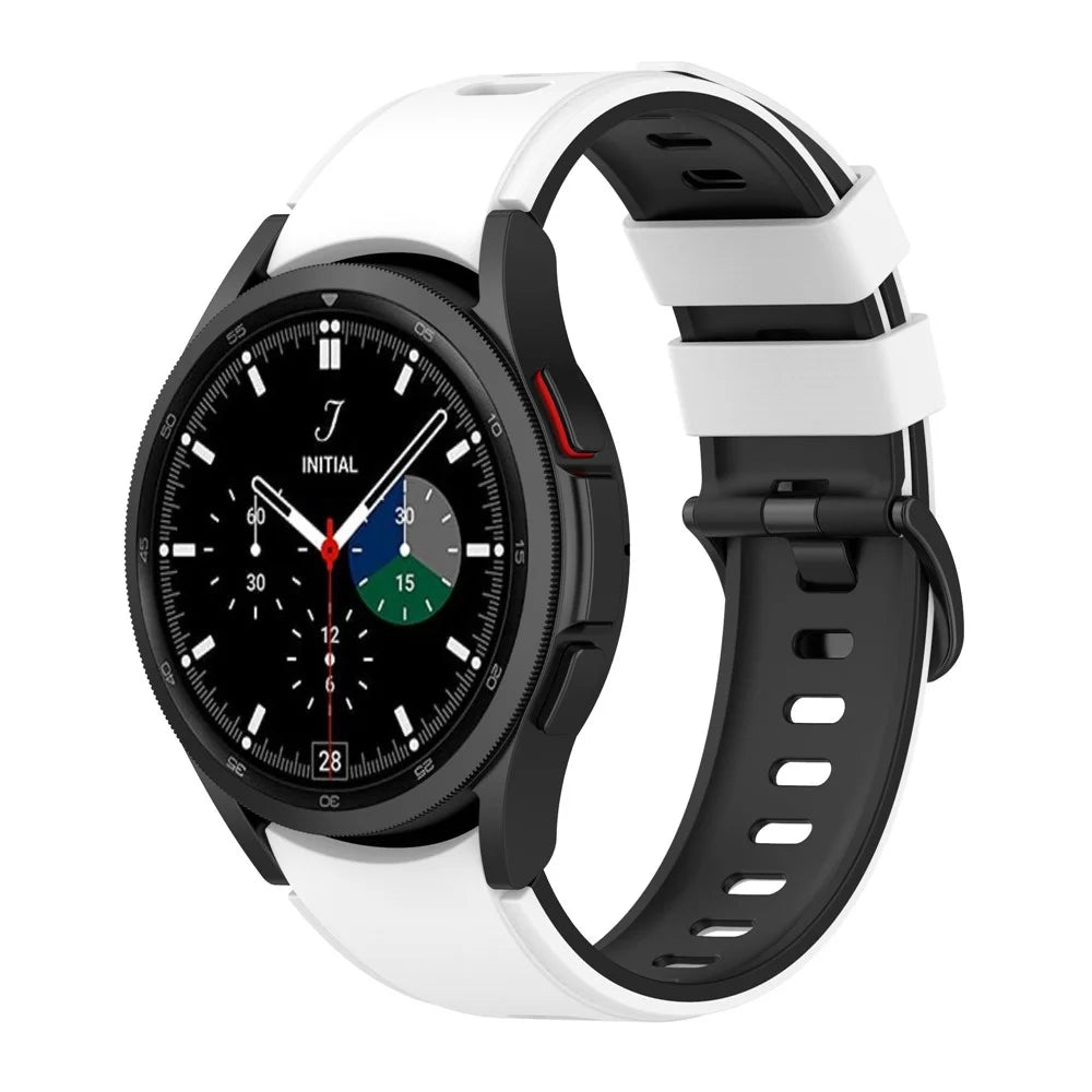 Dual Color Breathable Sport Silicone Watch Band Replacement Strap for Samsung Galaxy Watch6 40mm 44mm / Watch6 Classic 43mm 47mm / Watch 5 40mm 44mm / 5 Pro 45mm / Watch4 40mm 44mm / Watch3 41mm - White / Black - 2