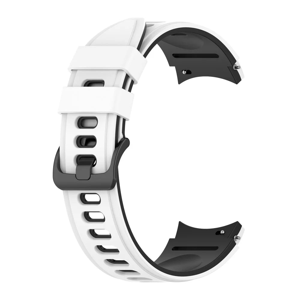 Dual Color Breathable Sport Silicone Watch Band Replacement Strap for Samsung Galaxy Watch6 40mm 44mm / Watch6 Classic 43mm 47mm / Watch 5 40mm 44mm / 5 Pro 45mm / Watch4 40mm 44mm / Watch3 41mm - White / Black - 3