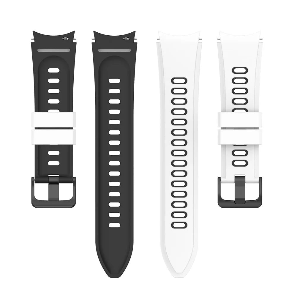 Dual Color Breathable Sport Silicone Watch Band Replacement Strap for Samsung Galaxy Watch6 40mm 44mm / Watch6 Classic 43mm 47mm / Watch 5 40mm 44mm / 5 Pro 45mm / Watch4 40mm 44mm / Watch3 41mm - White / Black - 5