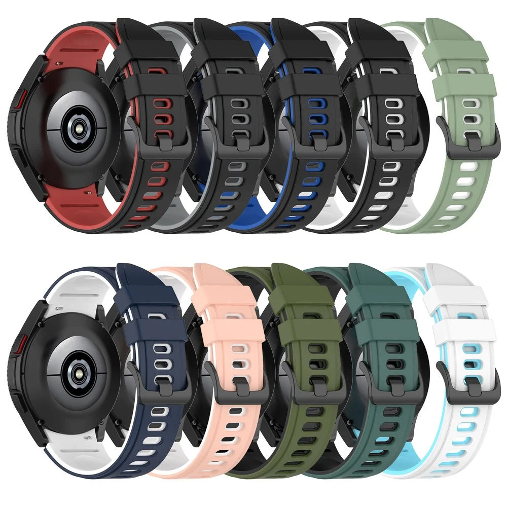 Dual Color Breathable Sport Silicone Watch Band Replacement Strap for Samsung Galaxy Watch6 40mm 44mm / Watch6 Classic 43mm 47mm / Watch 5 40mm 44mm / 5 Pro 45mm / Watch4 40mm 44mm / Watch3 41mm - White / Black - 7