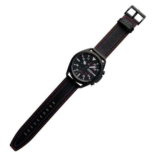 20mm Genuine Leather Smart Watch Replacement Strap for Samsung Galaxy Watch 4 / 4 Classic / Amazfit GTS 3 - Black - 1