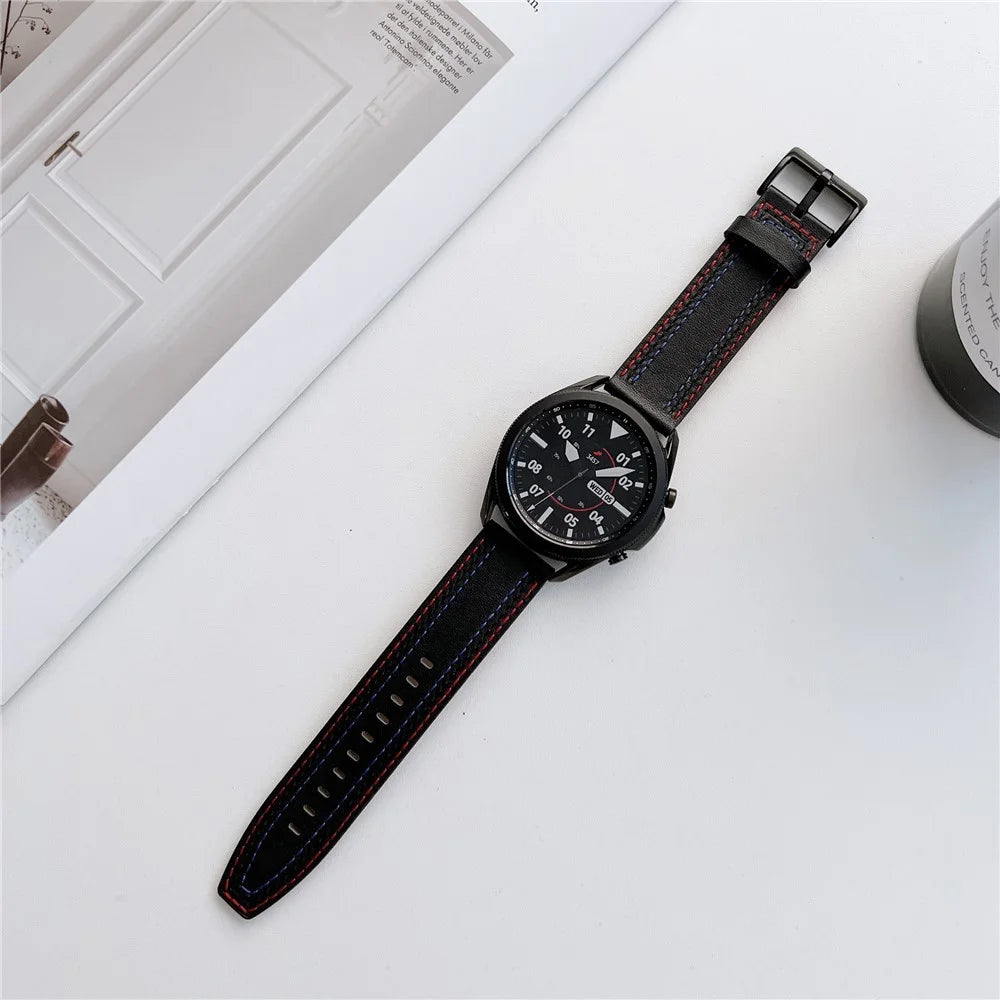 20mm Genuine Leather Smart Watch Replacement Strap for Samsung Galaxy Watch 4 / 4 Classic / Amazfit GTS 3 - Black - 2