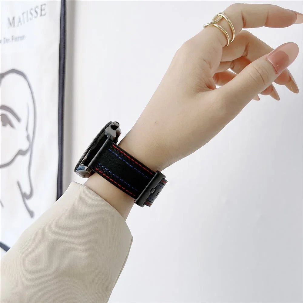 20mm Genuine Leather Smart Watch Replacement Strap for Samsung Galaxy Watch 4 / 4 Classic / Amazfit GTS 3 - Black - 4