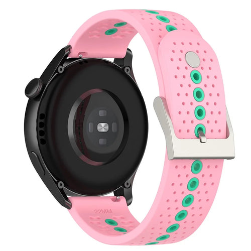 20mm Bi-color Silicone Watch Strap Wristband for Huawei Watch GT3 42mm/Samsung Galaxy Watch 42mm - Pink/Teal - 1