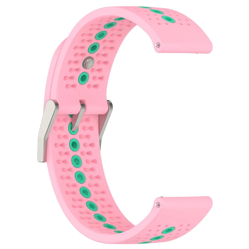 20mm Bi-color Silicone Watch Strap Wristband for Huawei Watch GT3 42mm/Samsung Galaxy Watch 42mm - Pink/Teal - 4