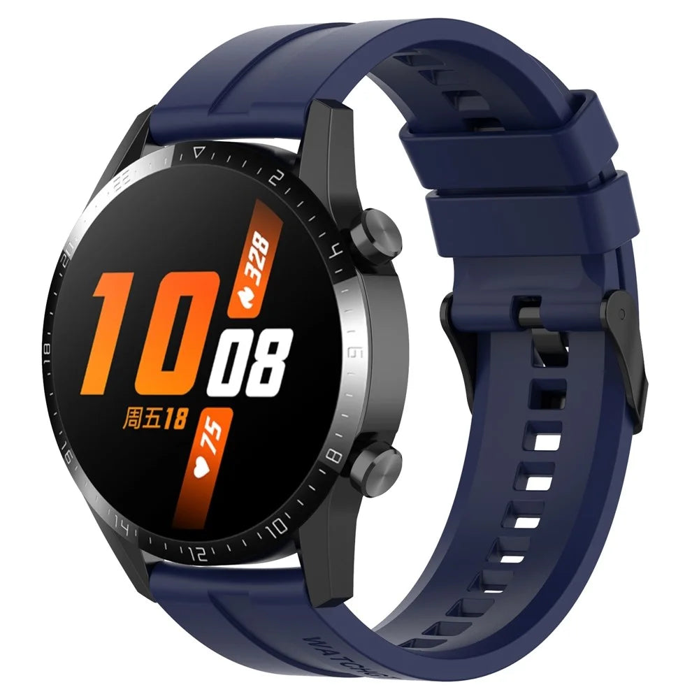 22mm Silicone Watch Strap Wristband with Steel Pin Buckle for Huawei Watch GT3/GT Runner - Midnight Blue - 2
