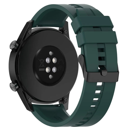 20mm Silicone Adjustable Watch Band Wrist Strap for Huawei Watch GT Runner/Watch GT3 42mm - Black Steel Buckle/Blackish Green - 1