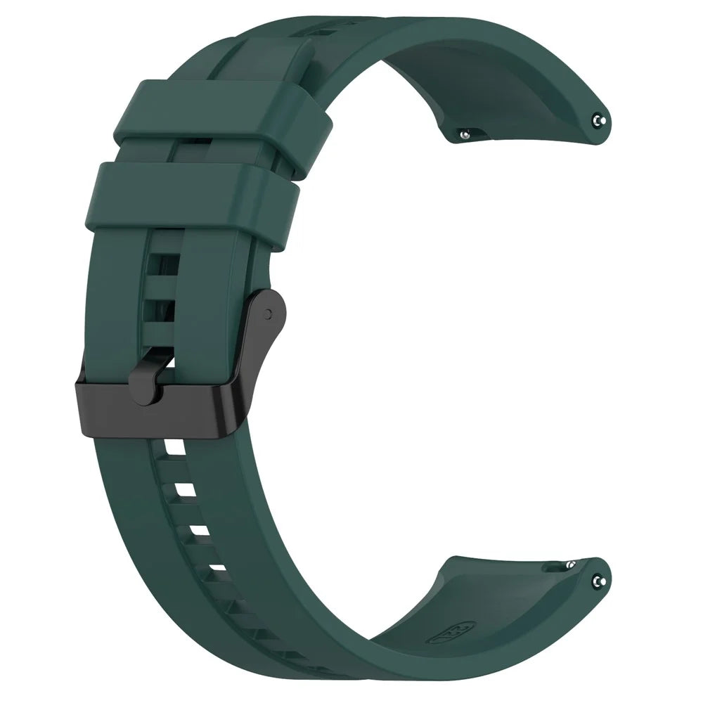 20mm Silicone Adjustable Watch Band Wrist Strap for Huawei Watch GT Runner/Watch GT3 42mm - Black Steel Buckle/Blackish Green - 3