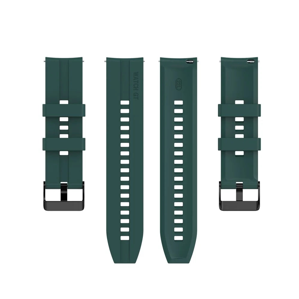 20mm Silicone Adjustable Watch Band Wrist Strap for Huawei Watch GT Runner/Watch GT3 42mm - Black Steel Buckle/Blackish Green - 5