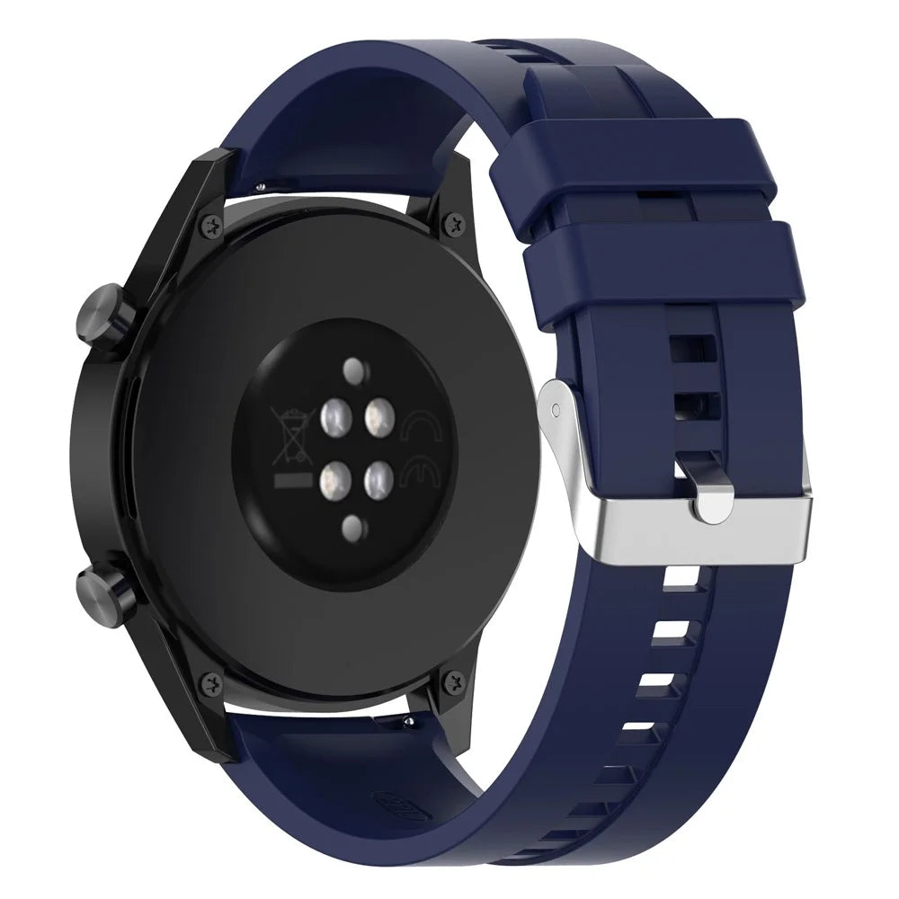 20mm Silicone Smart Watch Strap Adjustable Wristband Bracelet for Huawei Watch GT Runner/Watch GT3 42mm - Silver Steel Buckle/Midnight Blue - 1
