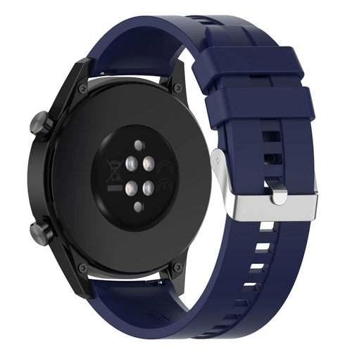 20mm Silicone Smart Watch Strap Adjustable Wristband Bracelet for Huawei Watch GT Runner/Watch GT3 42mm - Silver Steel Buckle/Midnight Blue - 1