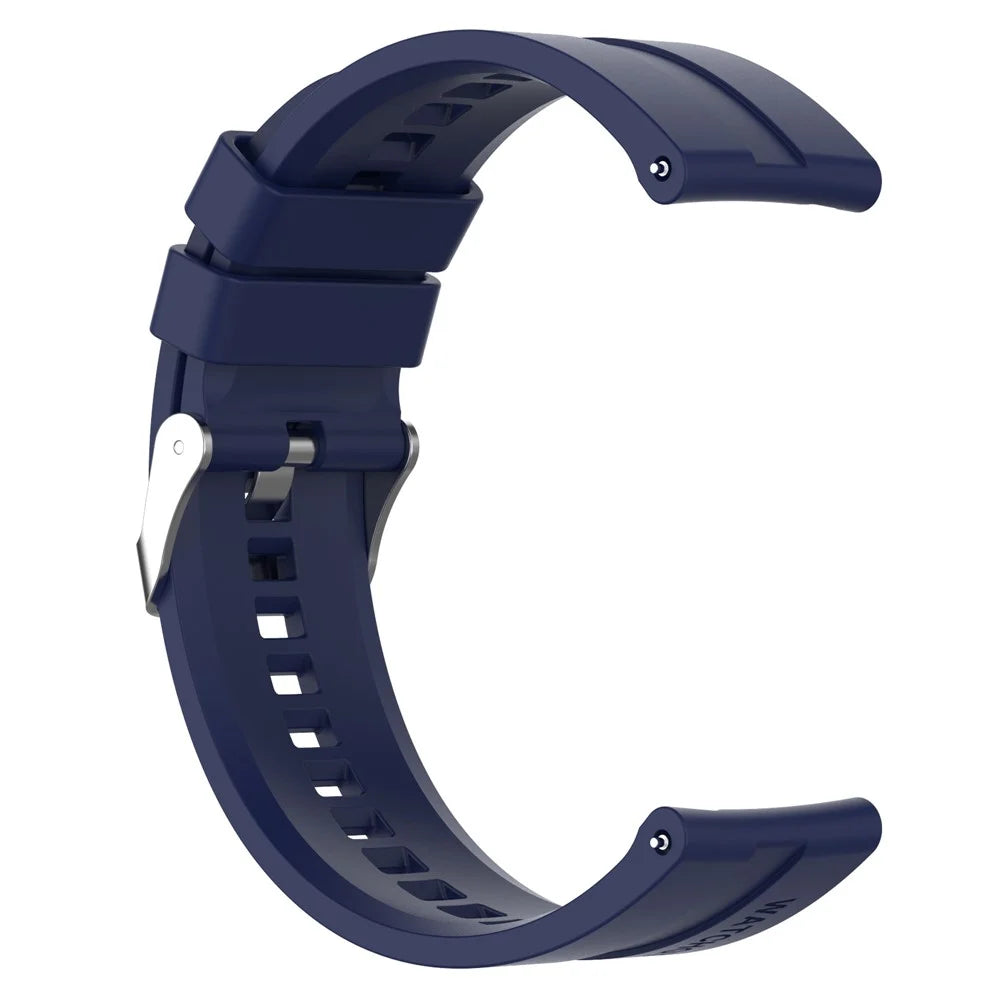 20mm Silicone Smart Watch Strap Adjustable Wristband Bracelet for Huawei Watch GT Runner/Watch GT3 42mm - Silver Steel Buckle/Midnight Blue - 4