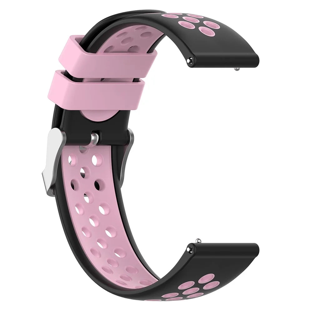 20mm Multiple Holes Breathable Dual Color Silicone Watch Strap Wristband for Huawei Watch GT3 42mm/Samsung Galaxy Watch 42mm - Black/Pink - 3