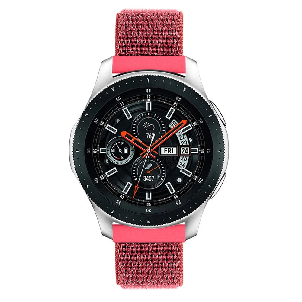 22mm Adjustable Nylon Loop Smart Watch Strap Wristband Replacement for Samsung Galaxy Watch3 45mm/Gear S3 Classic/Galaxy Watch 46mm - Red - 3
