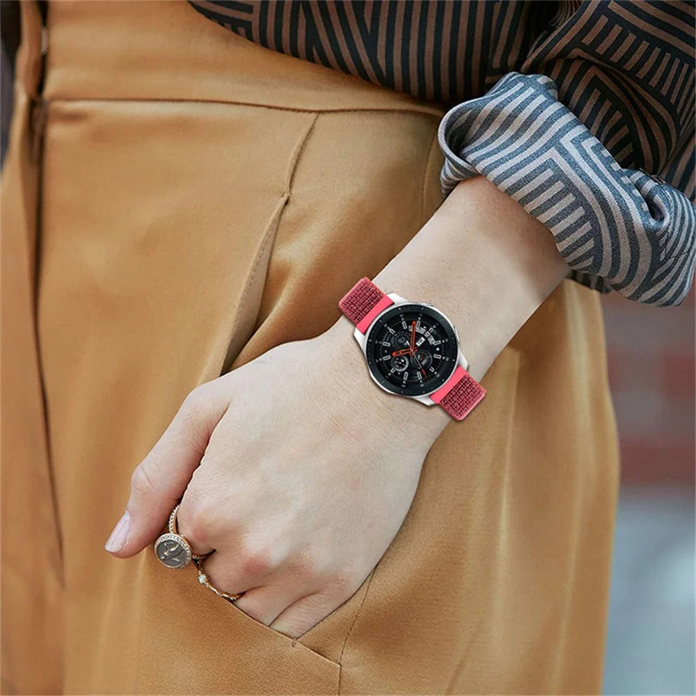 22mm Adjustable Elastic Watch Band Soft Stretch Nylon Loop Bracelet Strap Replacement for Huawei Watch GT 2e 42mm/46mm - Red - 6