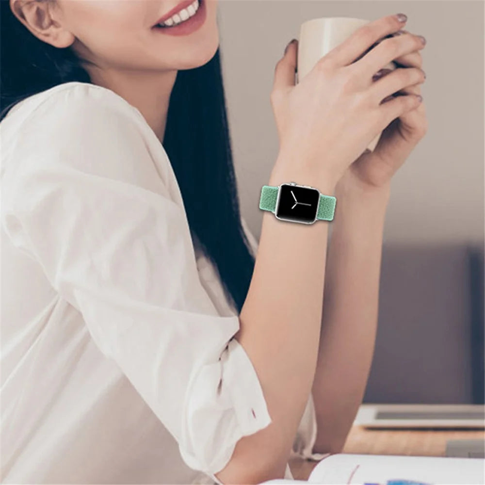 Braided Nylon Smart Watch Band Sports Wrist Strap for Apple Watch Series 9 /  8 / 7 41mm / 6 / SE (2023) / SE (2022) / SE  / 5 / 4 40mm / 3 / 2 / 1 38mm - Green - 5