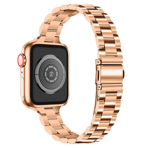 3 Beads Watchband Premium Stainless Steel Strap for Apple Watch Series 11 10 42mm / 9 8 7 41mm / SE3 SE2 SE 6 5 4 40mm / 3 2 1 38mm - Rose Gold - 1