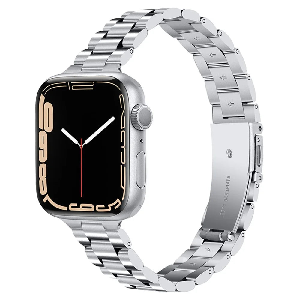 3 Beads Stainless Steel Strap iWatch Watchband for Apple Watch Series 10 42mm / 9 8 7 41mm / 6 5 4 SE SE (2022) SE (2023) 40mm / 3 2 1 38mm - Silver - 2