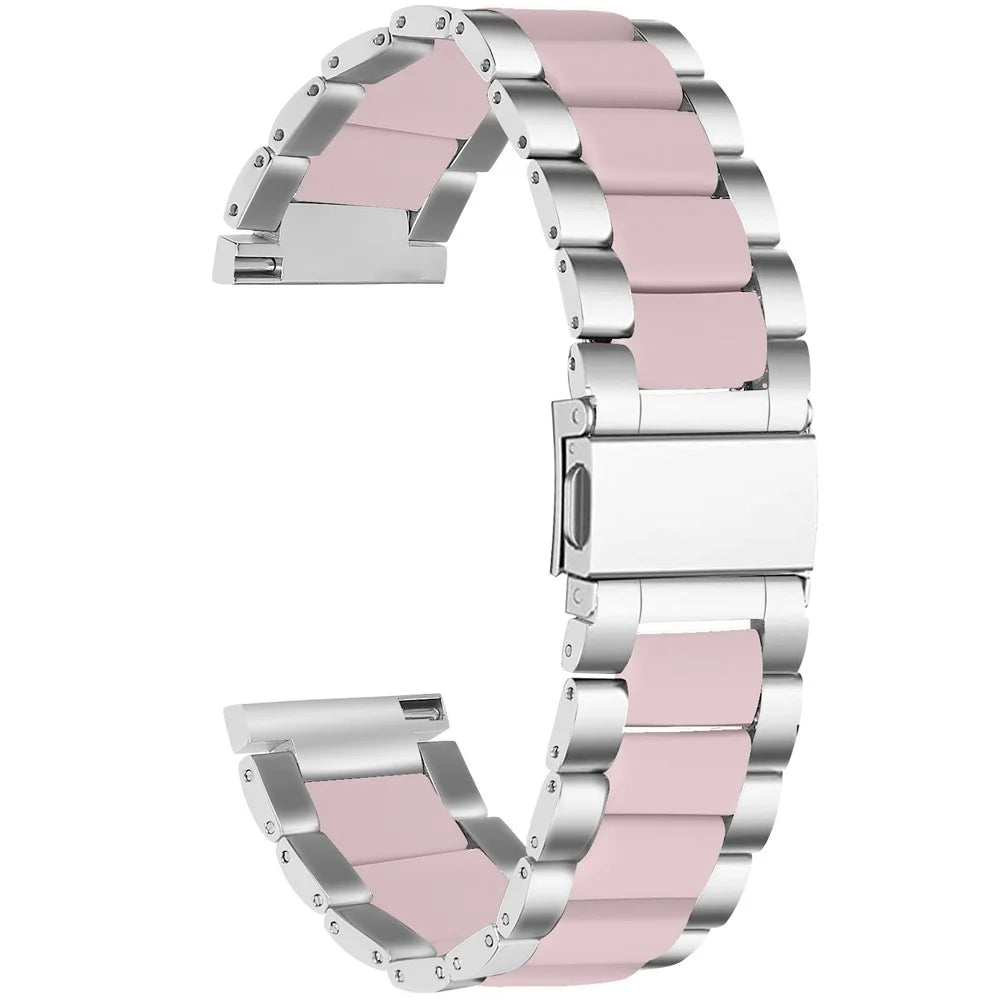 Easy Assemble Resin + Stainless Steel Wrist Bracelet Watch Band for Samsung Galaxy Watch4 Classic 42mm 46mm/Galaxy Watch Active/Galaxy Watch Active2 40mm 44mm - Silver/Pink - 2