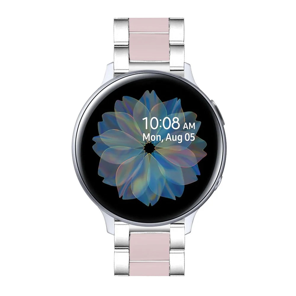 Easy Assemble Resin + Stainless Steel Wrist Bracelet Watch Band for Samsung Galaxy Watch4 Classic 42mm 46mm/Galaxy Watch Active/Galaxy Watch Active2 40mm 44mm - Silver/Pink - 3