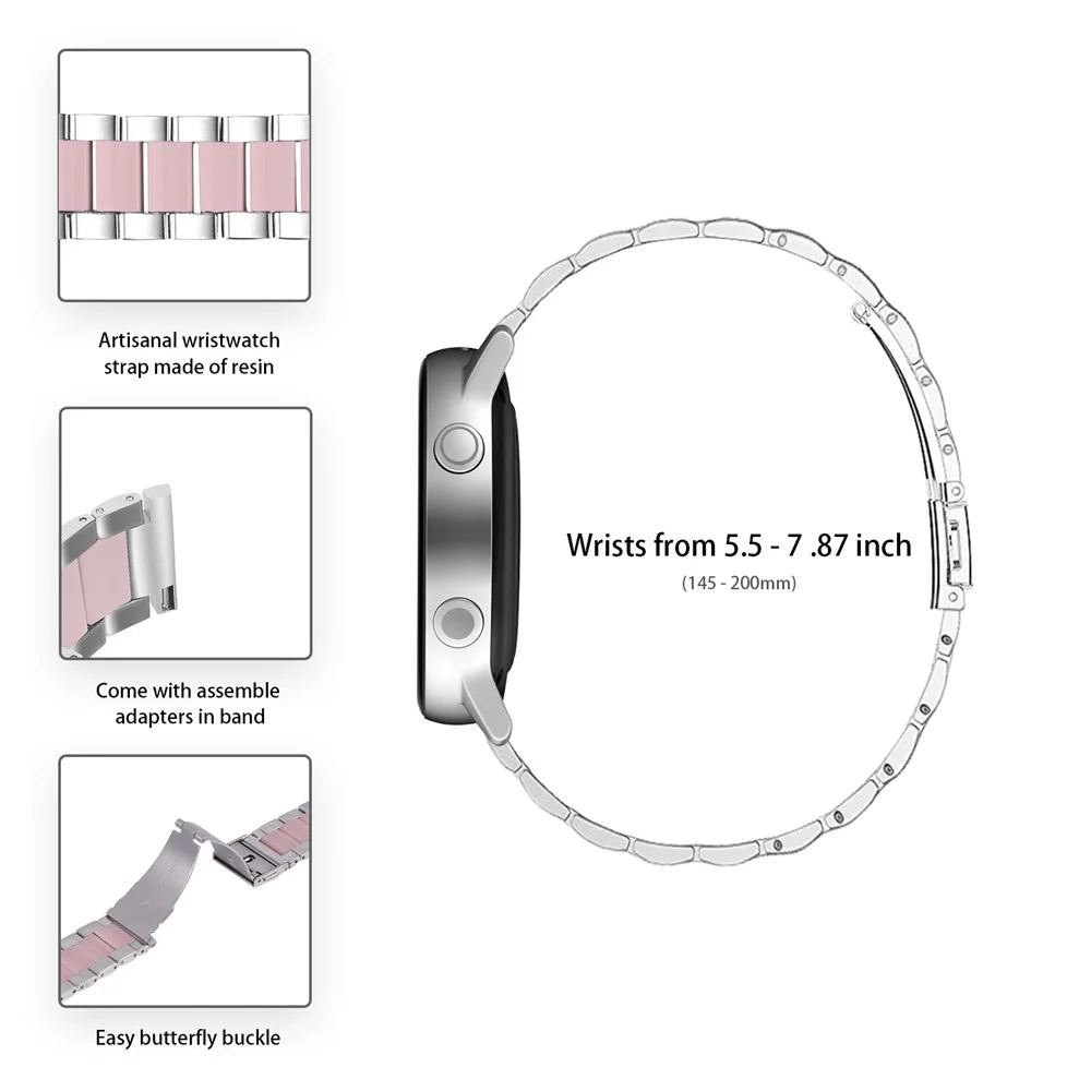 Easy Assemble Resin + Stainless Steel Wrist Bracelet Watch Band for Samsung Galaxy Watch4 Classic 42mm 46mm/Galaxy Watch Active/Galaxy Watch Active2 40mm 44mm - Silver/Pink - 5