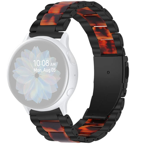Resin + Stainless Steel Wrist Bracelet Watch Band for Samsung Galaxy Watch4 Classic 42mm 46mm/Galaxy Watch Active/Galaxy Watch Active2 40mm 44mm - Black/Hawksbill Splicing - 1