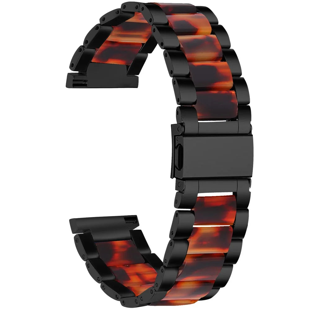 Resin + Stainless Steel Wrist Bracelet Watch Band for Samsung Galaxy Watch4 Classic 42mm 46mm/Galaxy Watch Active/Galaxy Watch Active2 40mm 44mm - Black/Hawksbill Splicing - 2