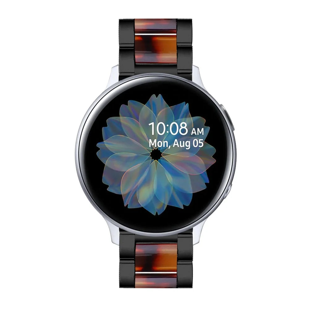 Resin + Stainless Steel Wrist Bracelet Watch Band for Samsung Galaxy Watch4 Classic 42mm 46mm/Galaxy Watch Active/Galaxy Watch Active2 40mm 44mm - Black/Hawksbill Splicing - 3